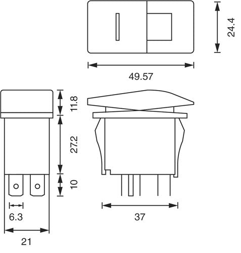 Powertech On/Off Sealed Rocker Switch - Blue