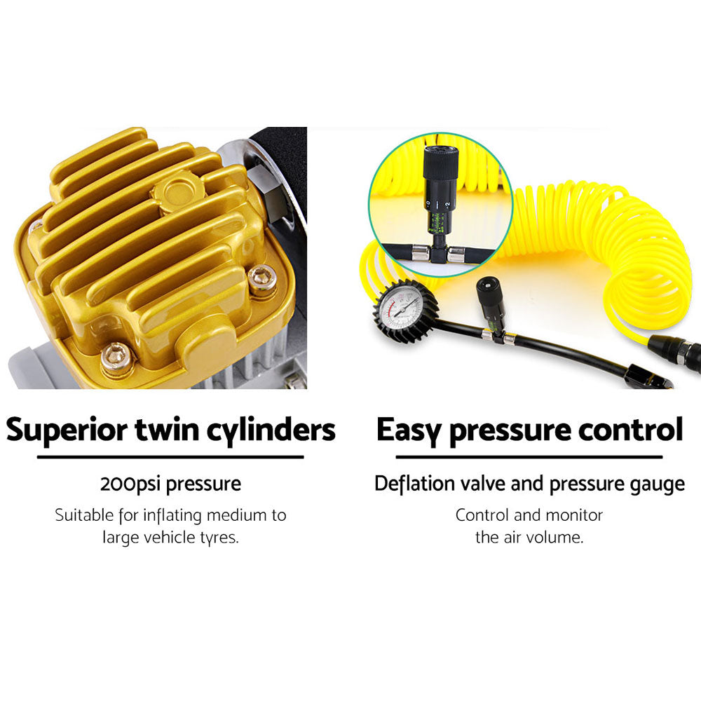 Giantz 12V 150psi 200L/min Portable Air Compressor