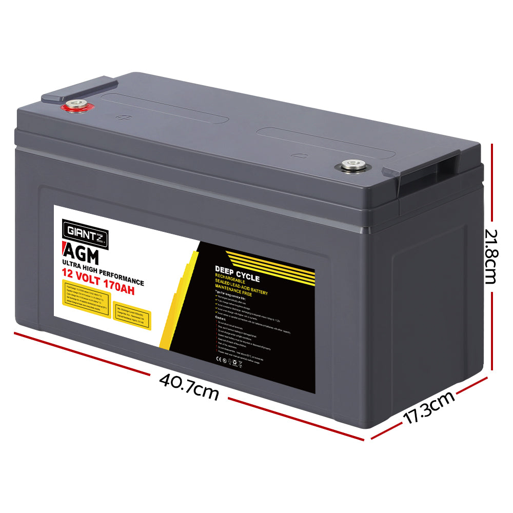 Giantz 170Ah 12V Sealed AGM Deep Cycle Battery