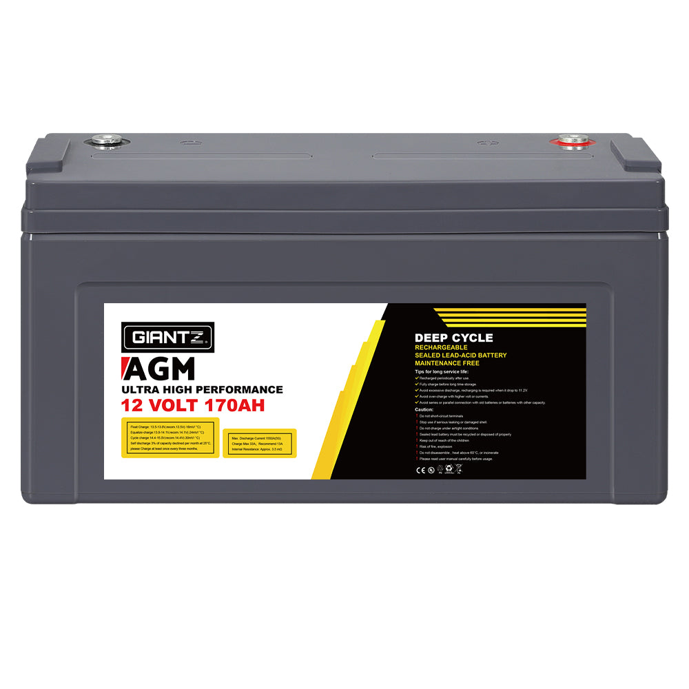 Giantz 170Ah 12V Sealed AGM Deep Cycle Battery