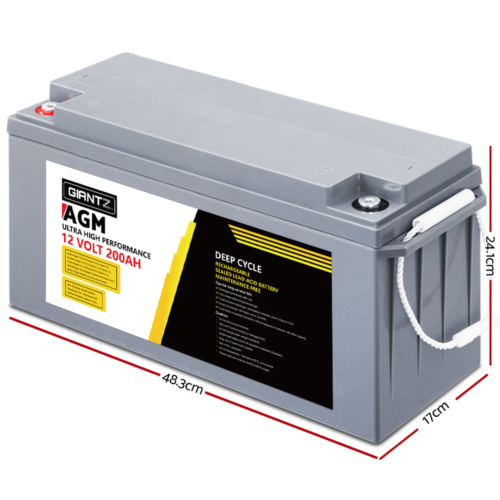 Giantz 200Ah 12V Sealed AGM Deep Cycle Battery