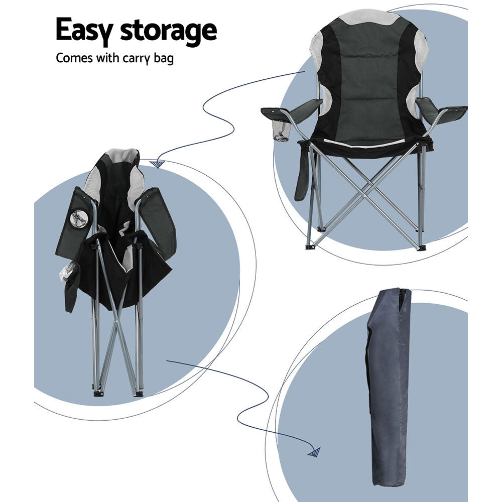 Weisshorn 2x Folding Camping Chairs (Grey)