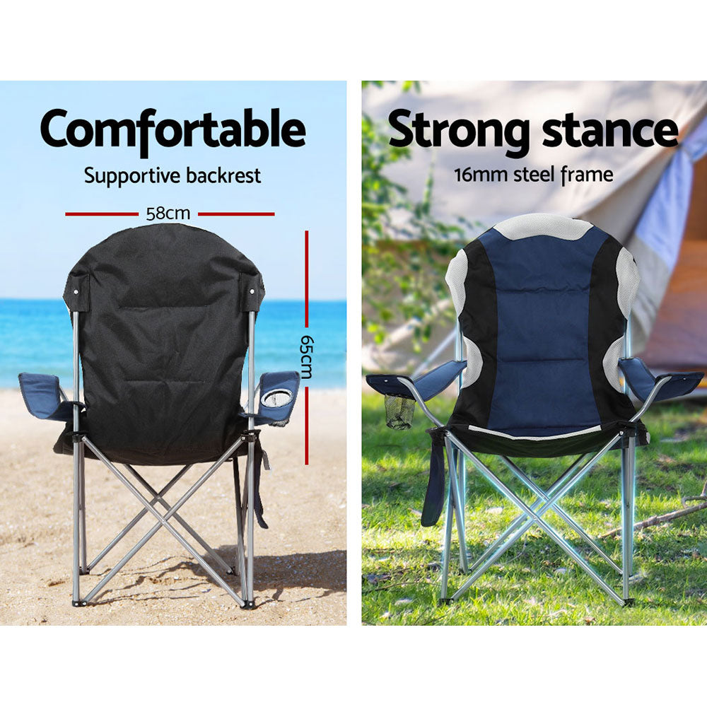 Weisshorn 2x Folding Camping Chairs (Navy)