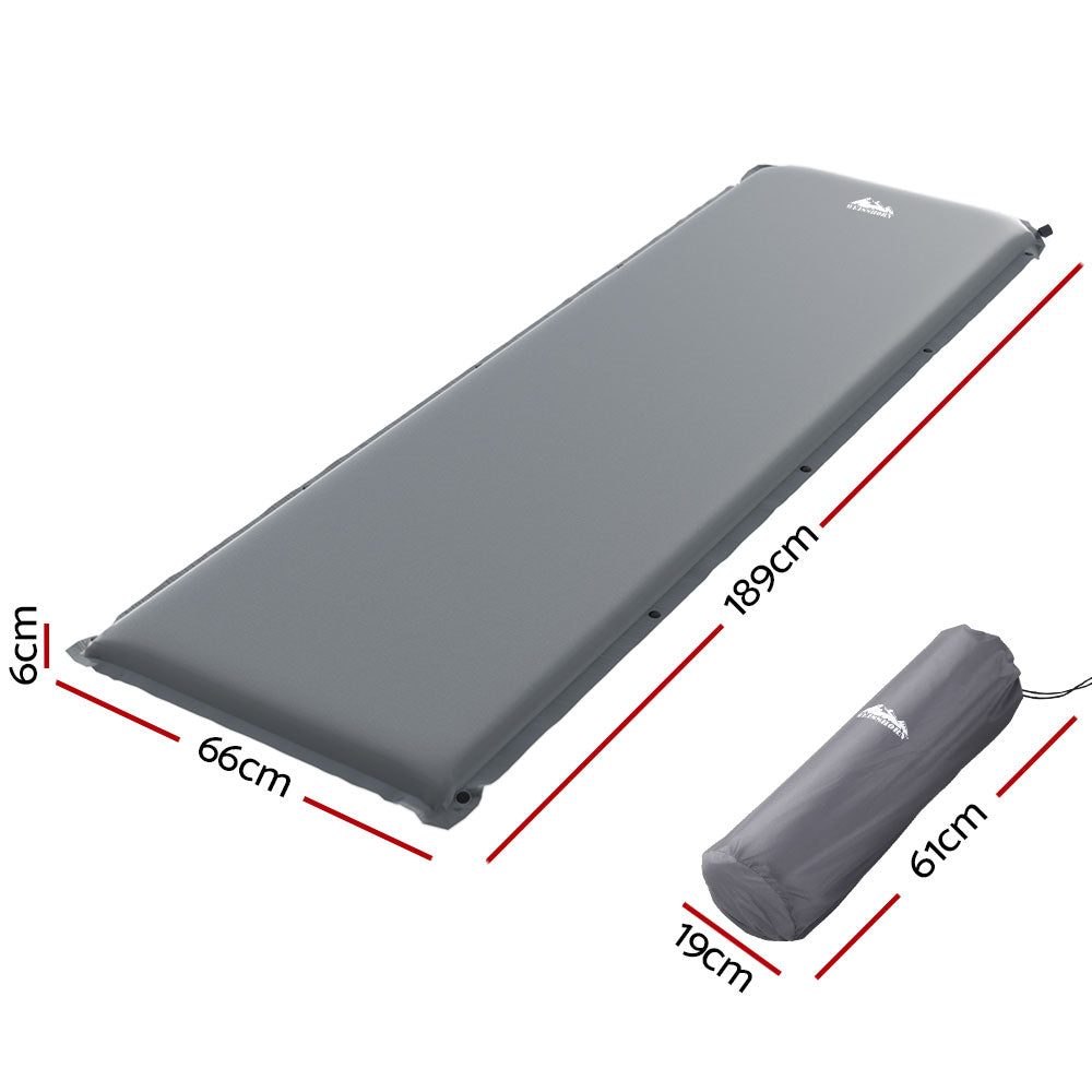 Weisshorn Self Inflating Camping Mattress Single Grey 6mm