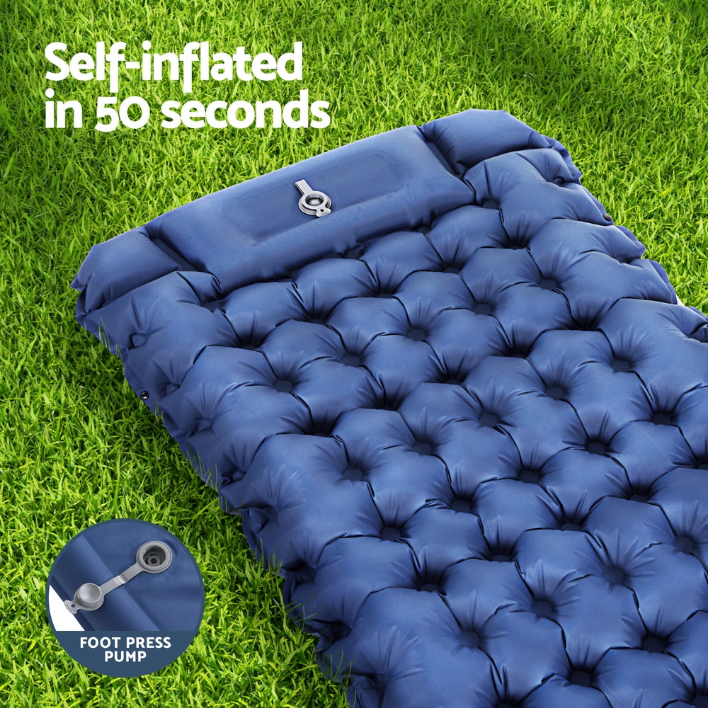Weisshorn Self Inflating Camping Mattress Single 9cm Blue