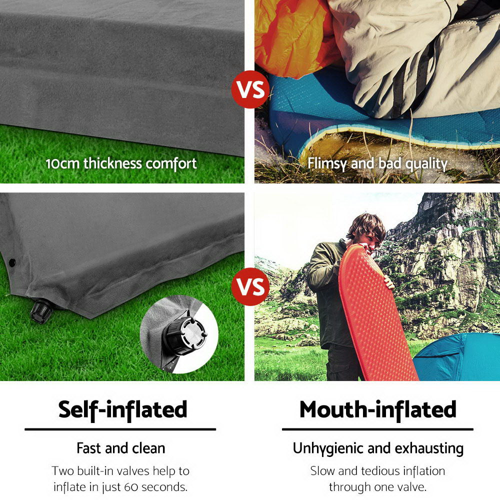 Weisshorn Double Self Inflating Mattress 10cm - Grey