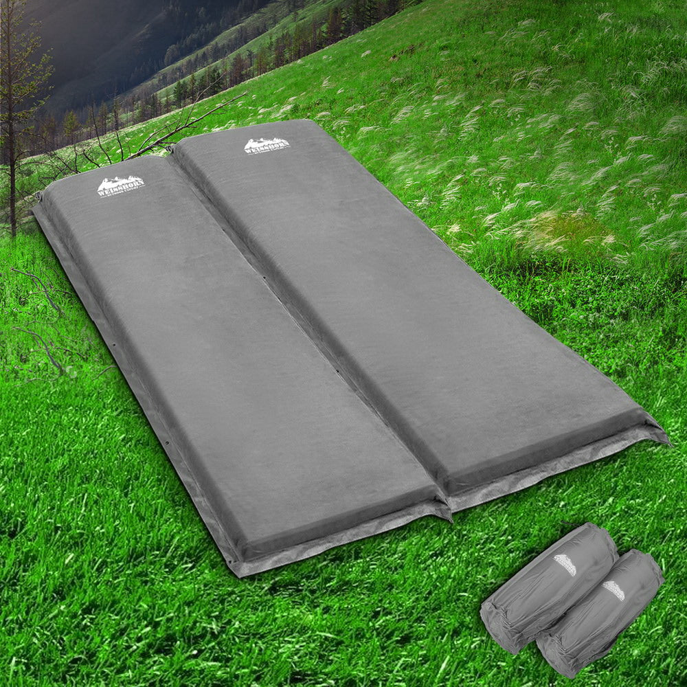 Weisshorn Double Connecting Self Inflating Mattress 10cm - Grey