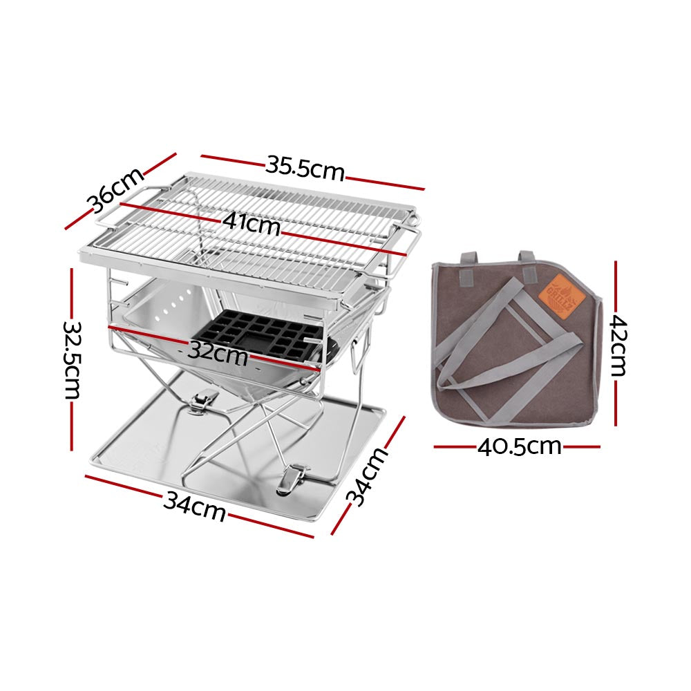 Foldable Portable Fire Pit Grill with Carry Bag 8.5kg