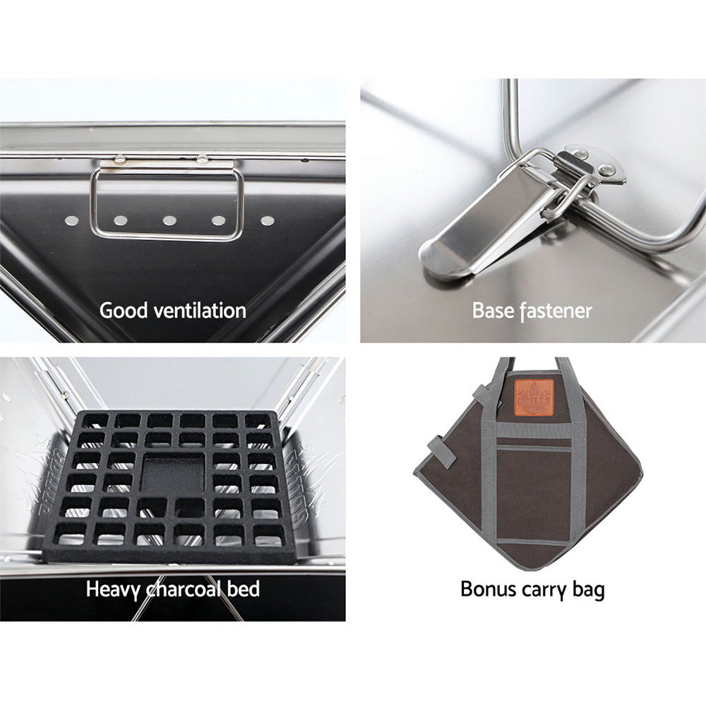 Foldable Portable Fire Pit Grill with Carry Bag 8.5kg