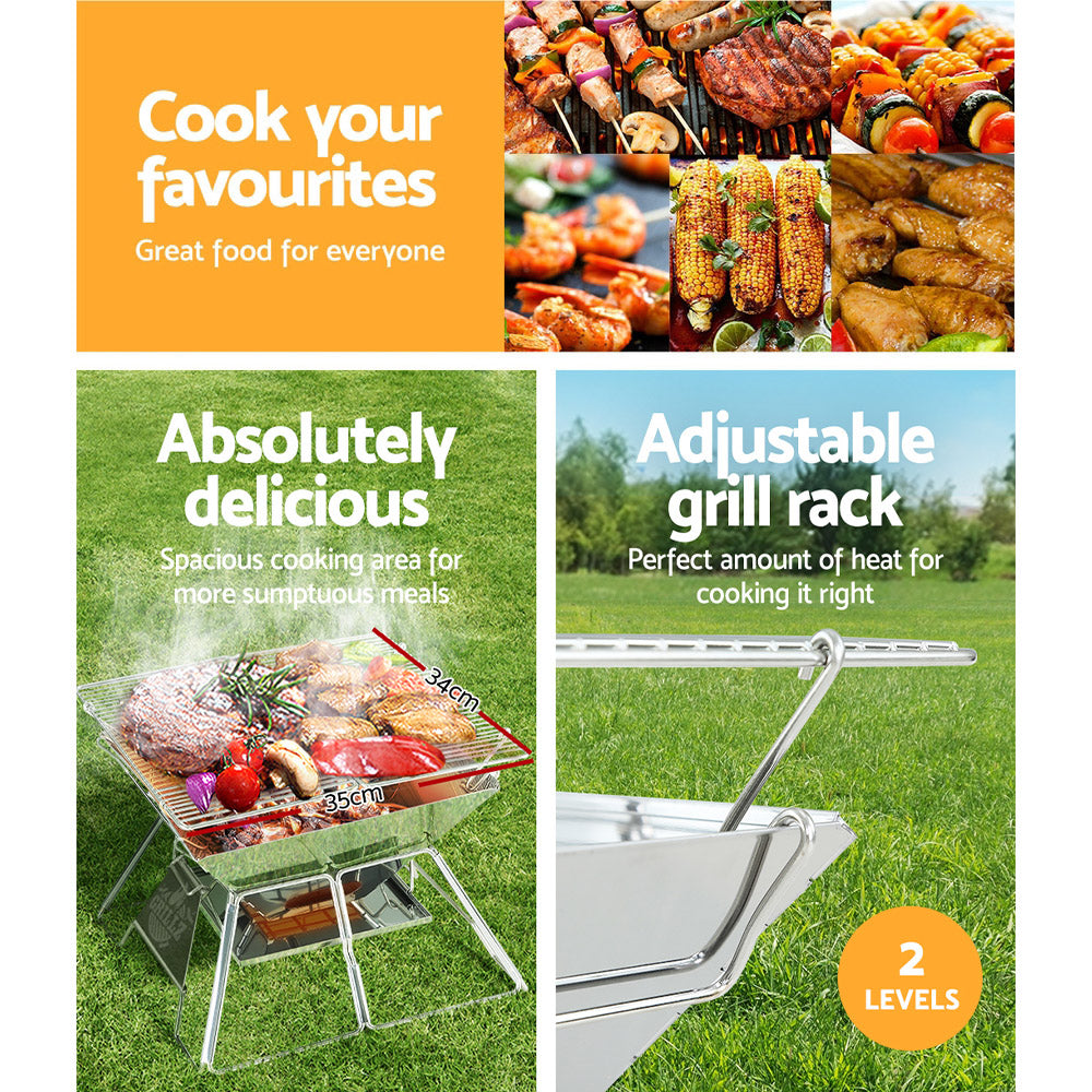 Foldable Portable Fire Pit Grill with Carry Bag 2.5kg