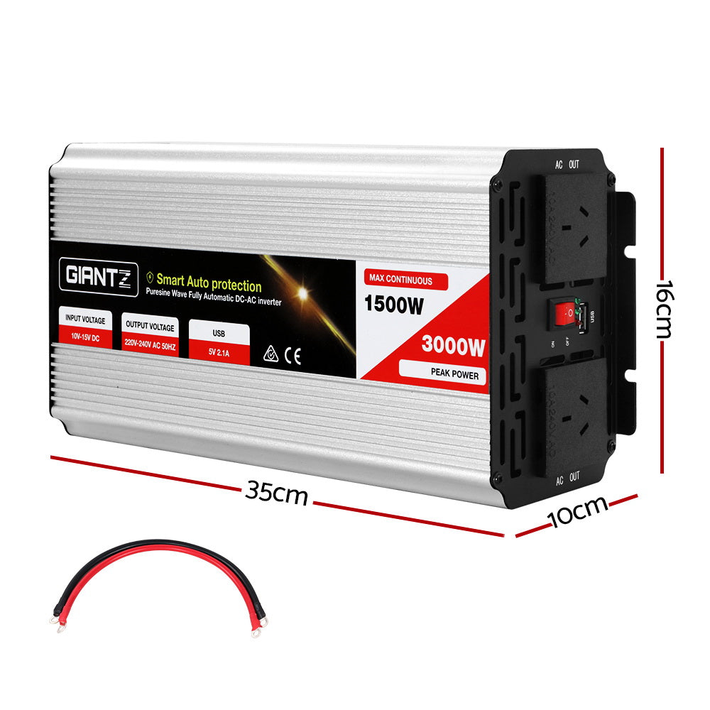 Giantz 1500W Pure Sine Wave Inverter 12V-240V