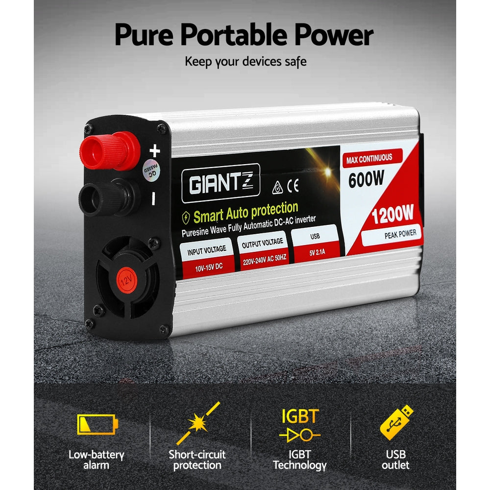 Giantz 600W Pure Sine Wave Inverter 12V-240V
