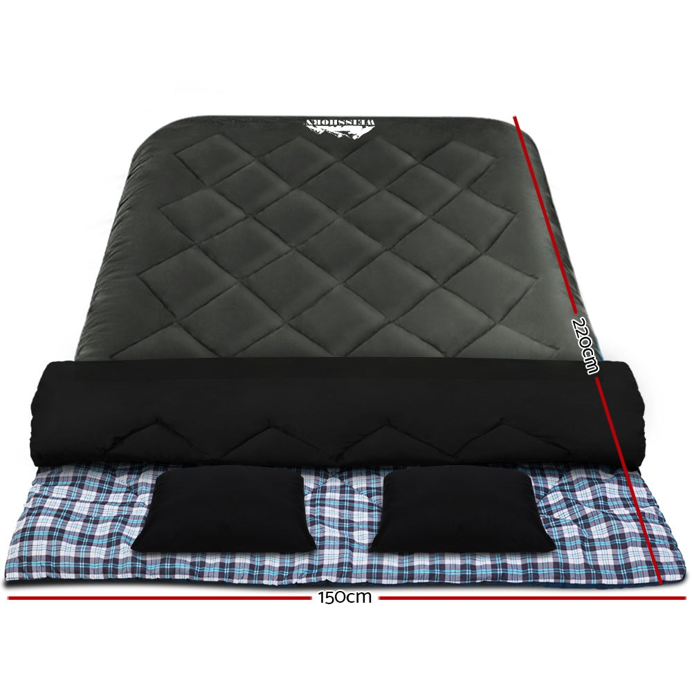 Weisshorn Sleeping Double Bag with Pillow Grey -10 C