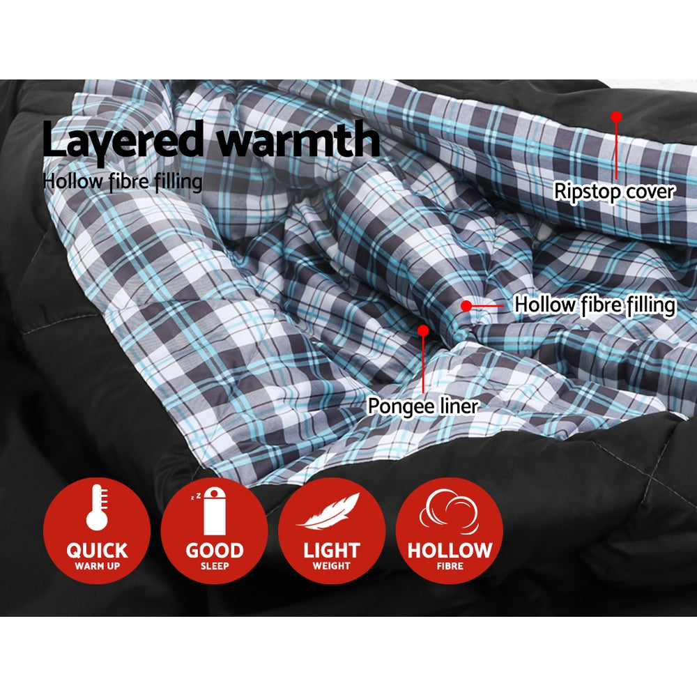 Weisshorn Sleeping Double Bag with Pillow Grey -10 C