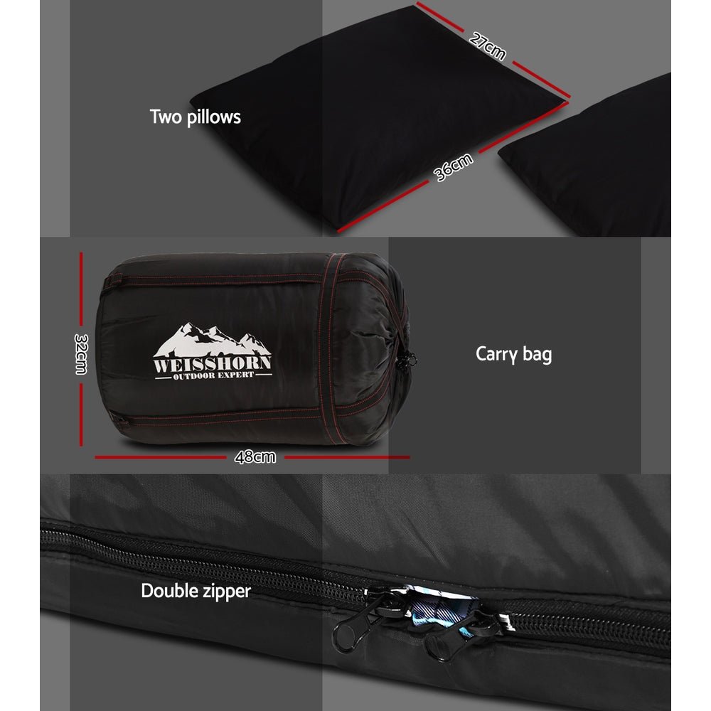 Weisshorn Sleeping Double Bag with Pillow Grey -10 C