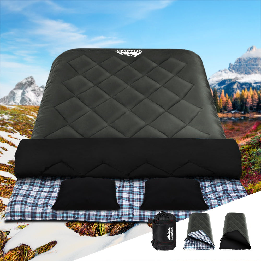 Weisshorn Sleeping Double Bag with Pillow Grey -10 C