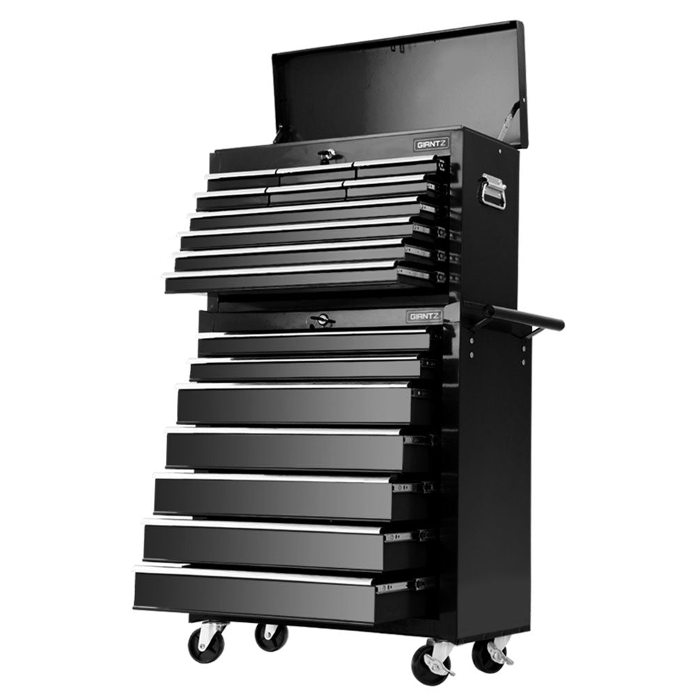17 Drawer Tool Box Storage Trolley Black
