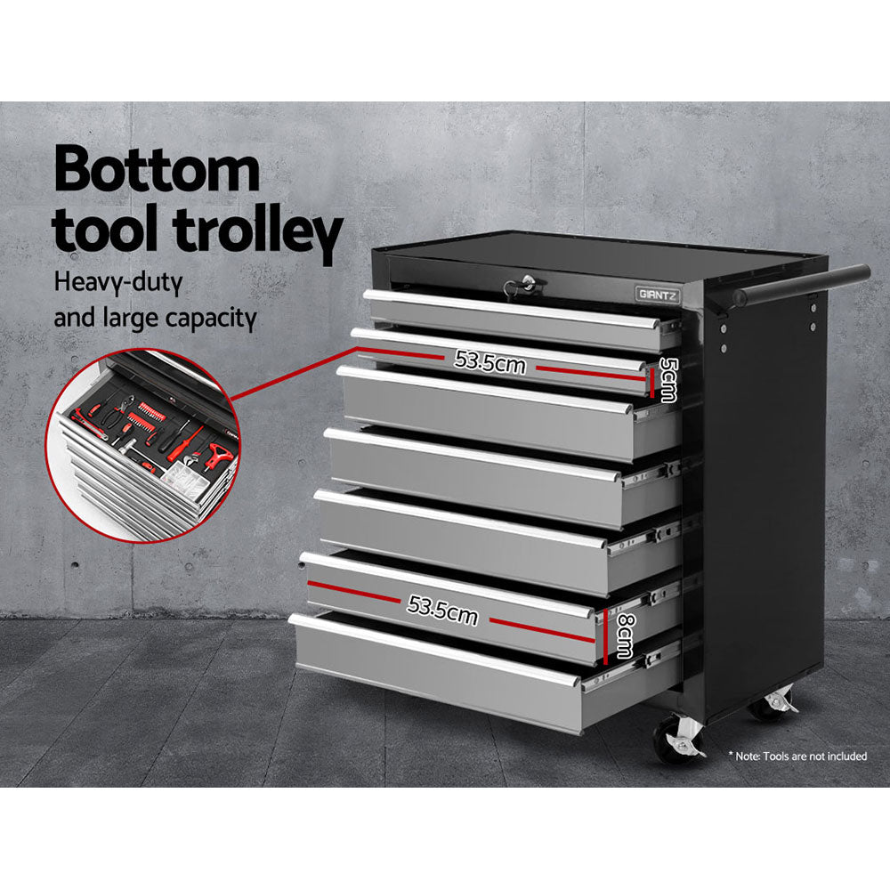 17 Drawer Tool Box Storage Trolley Black/Grey