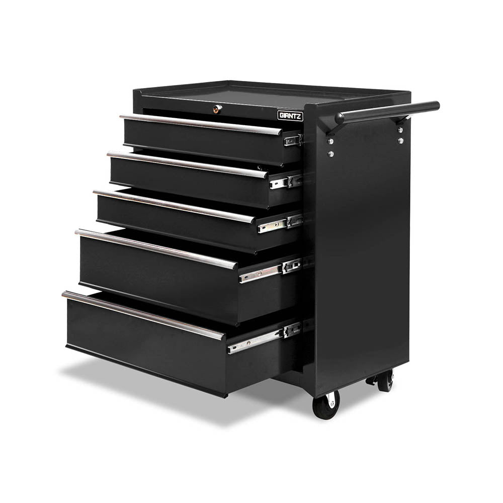 5 Drawer Tool Box Storage Trolley Black/Grey