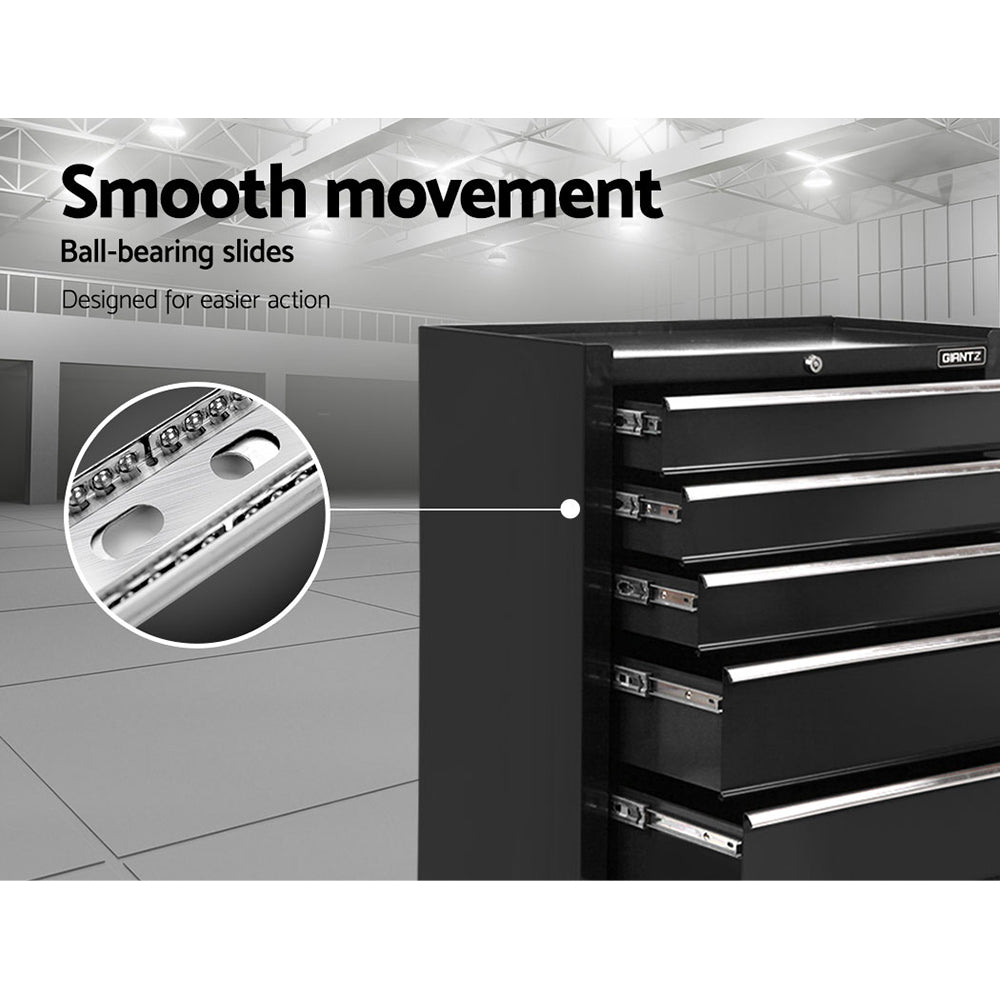 5 Drawer Tool Box Storage Trolley Black/Grey