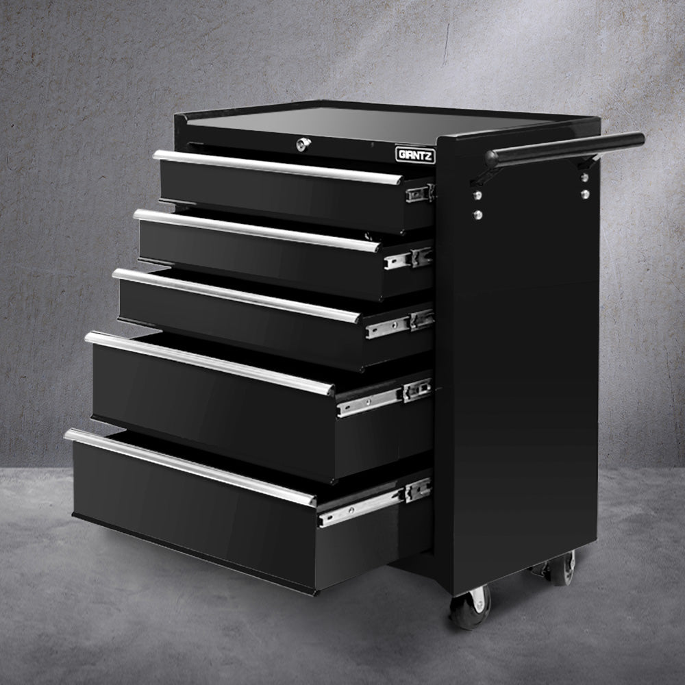 5 Drawer Tool Box Storage Trolley Black/Grey