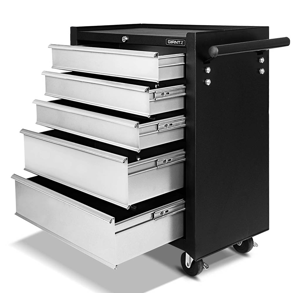 5 Drawer Tool Box Storage Trolley Black/Grey