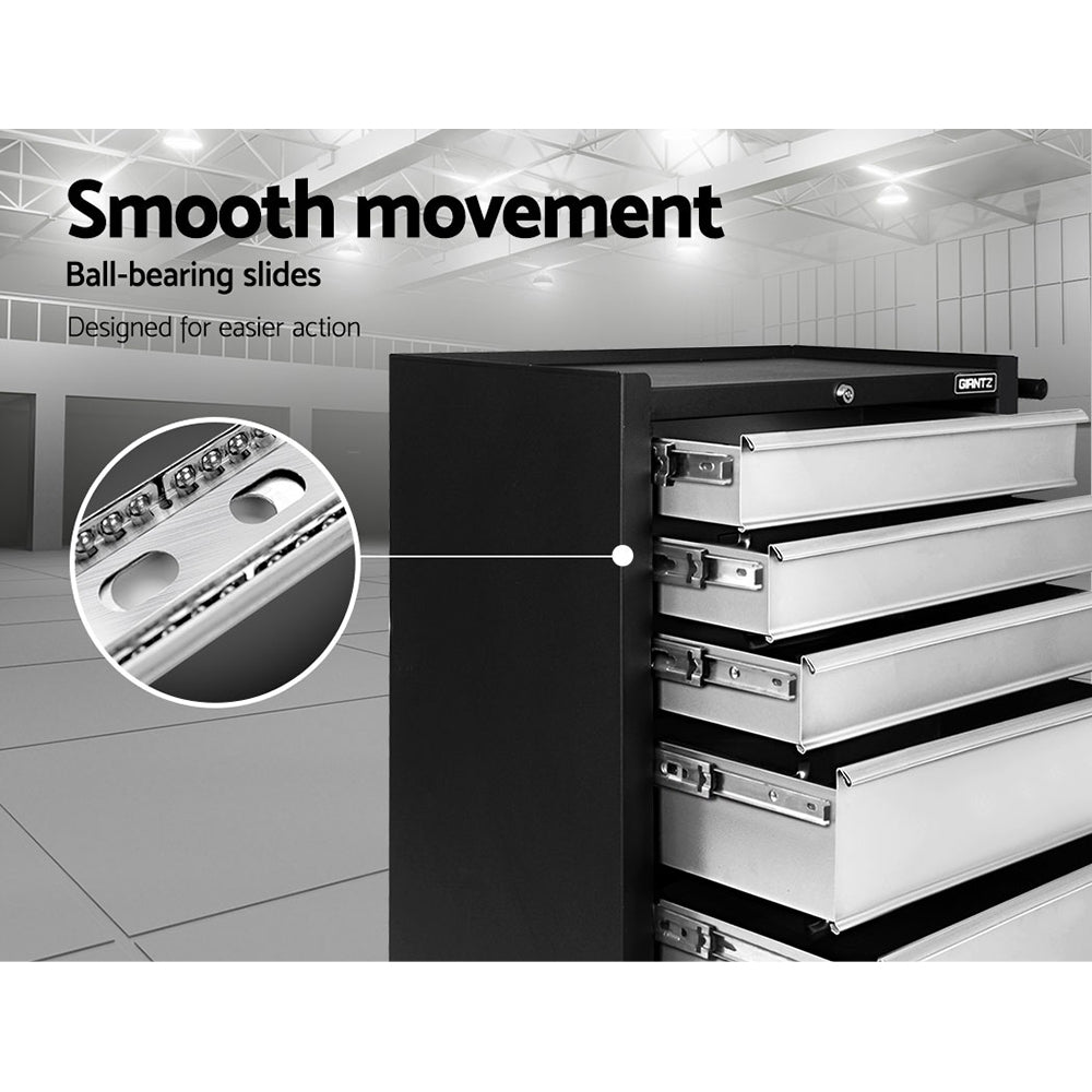 5 Drawer Tool Box Storage Trolley Black/Grey
