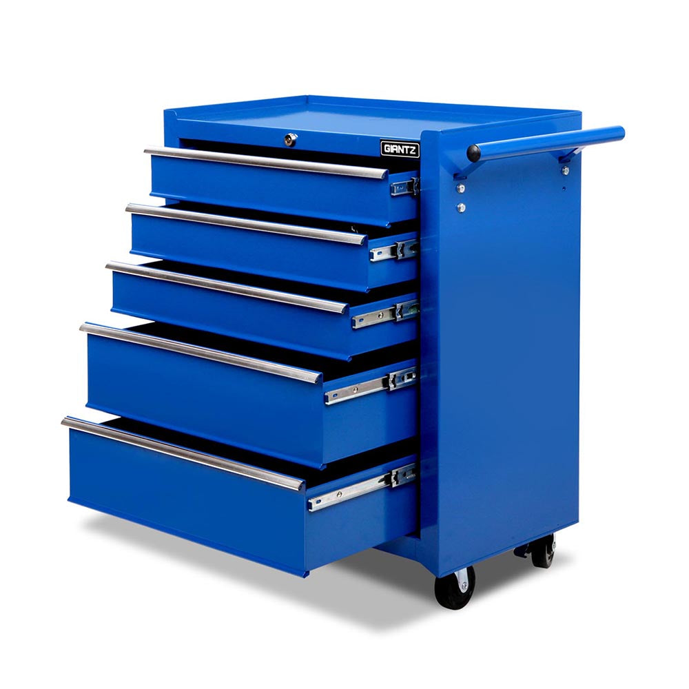 5 Drawer Tool Box Storage Trolley Blue