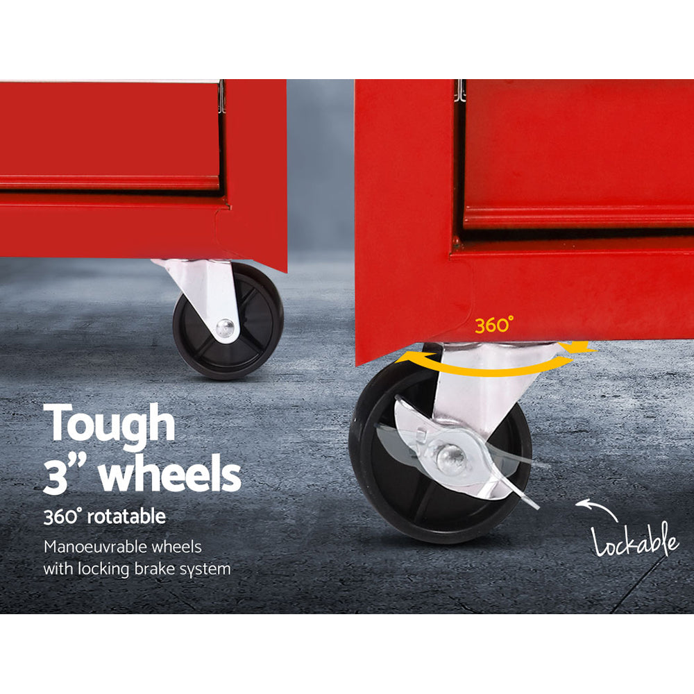 5 Drawer Tool Box Storage Trolley Red