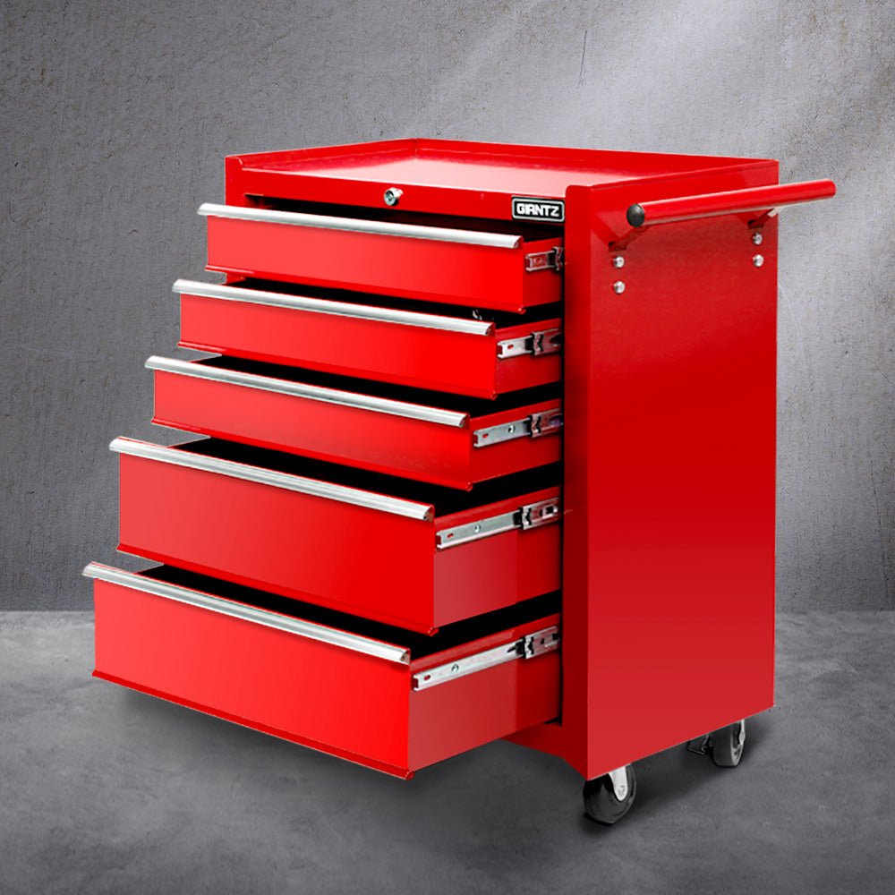 5 Drawer Tool Box Storage Trolley Red