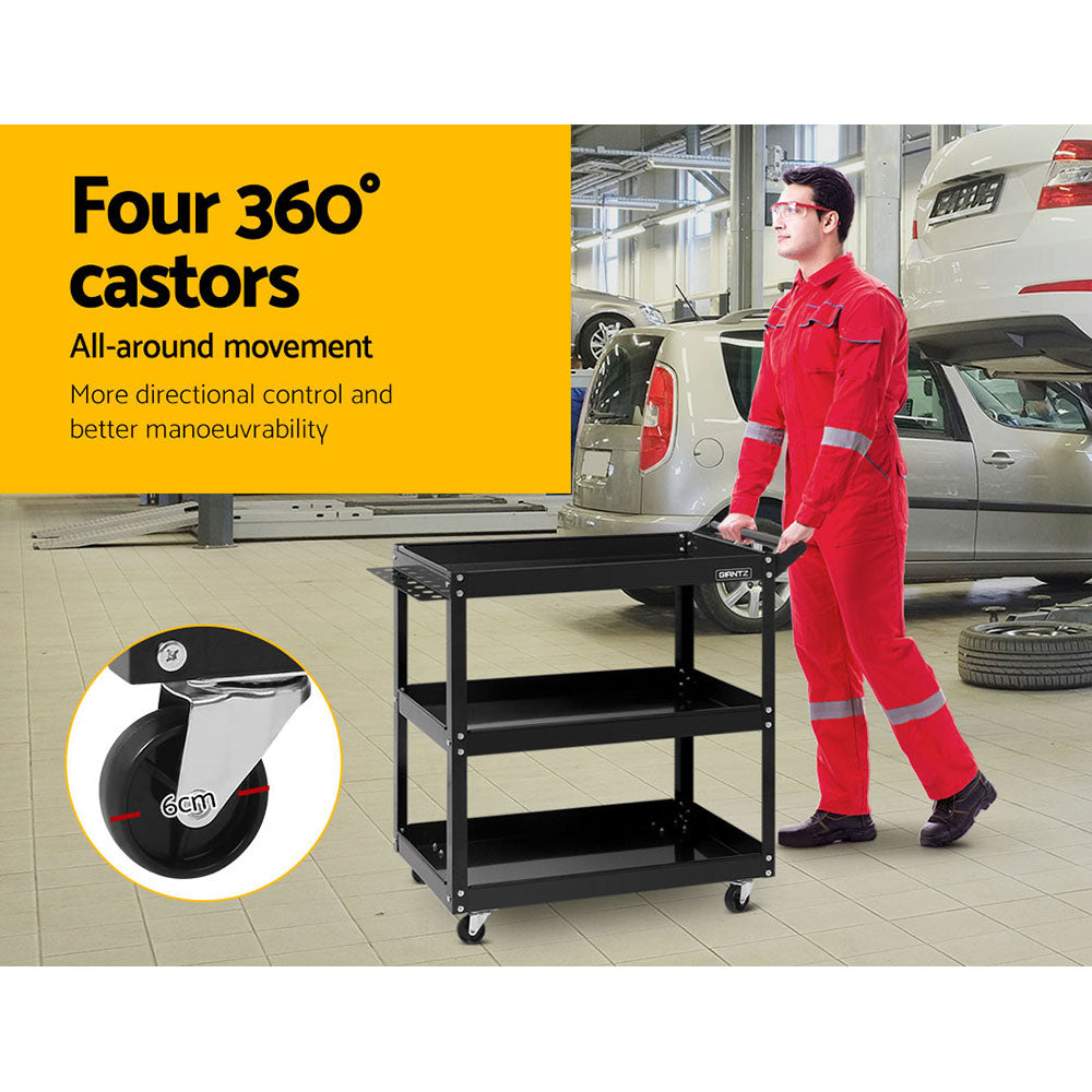 3-Tier Tool Cart Trolley Organizer Black