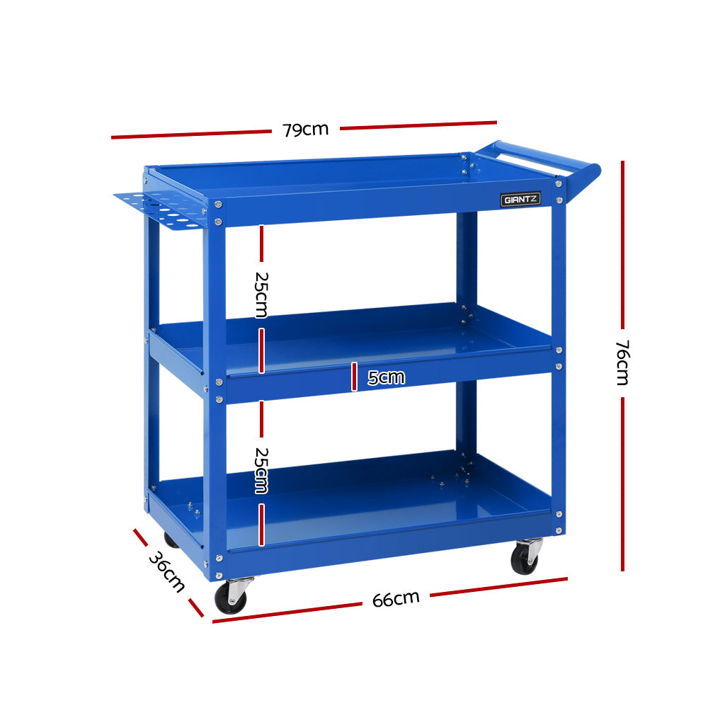 3-Tier Tool Cart Trolley Organizer Blue