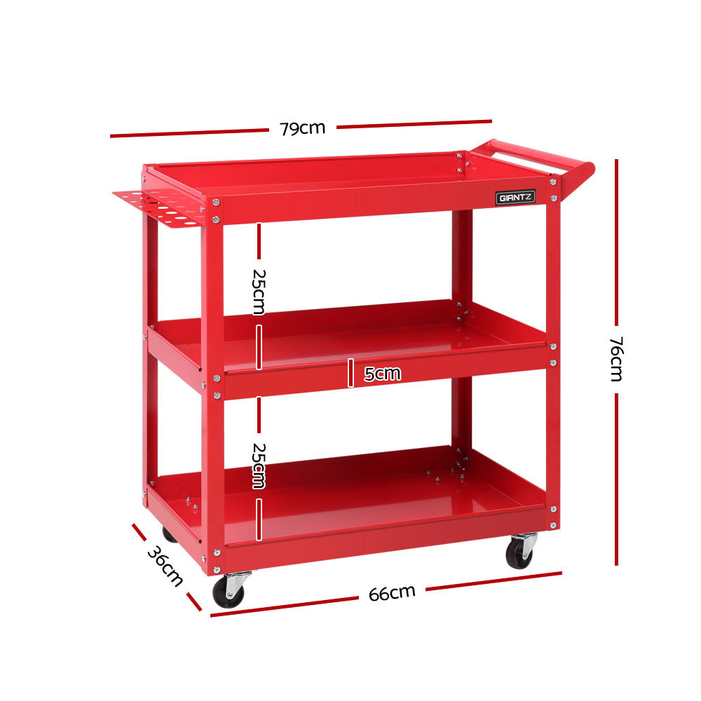 3-Tier Tool Cart Trolley Organizer Red
