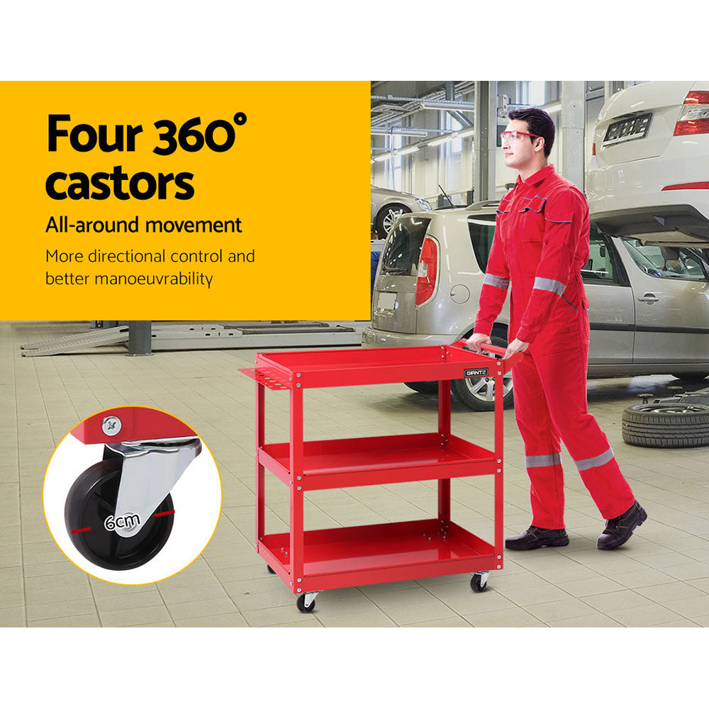 3-Tier Tool Cart Trolley Organizer Red