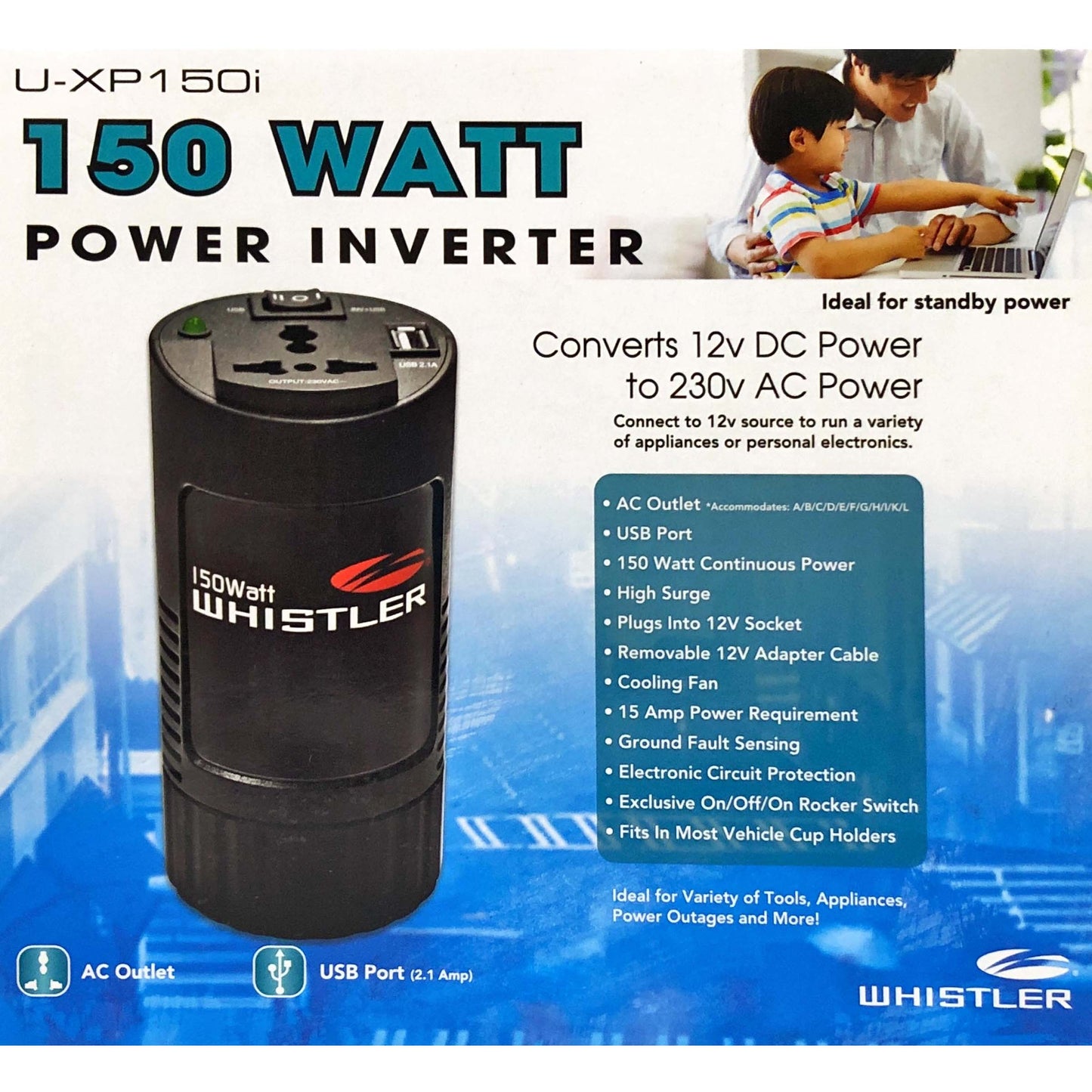 Compact 150W AC-DC Modified Sine Wave Inverter (Cup Holder Size)