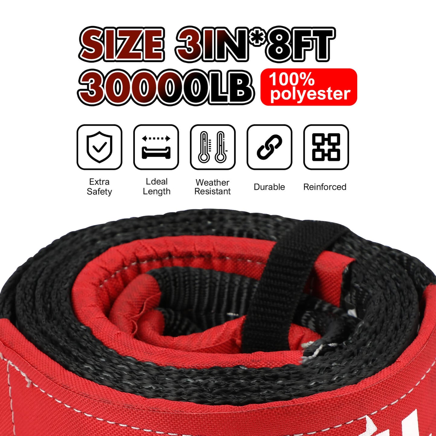 X-BULL Recovery Kit 2 - Kinetic Rope, Snatch Strap, Hitch Receiver, Soft Shackles, Winch Dampener