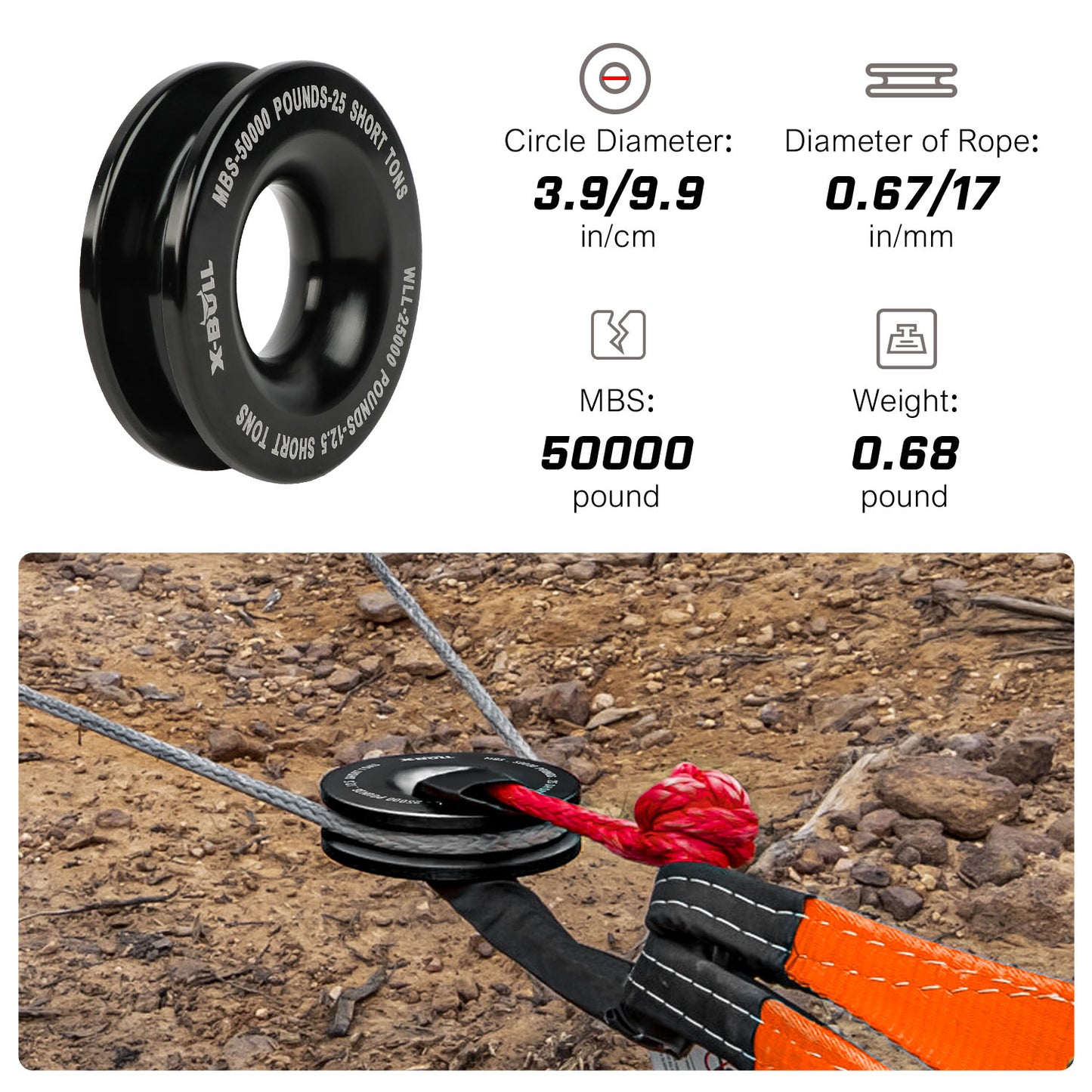 X-BULL Winch Ring + Soft Shackle Kit