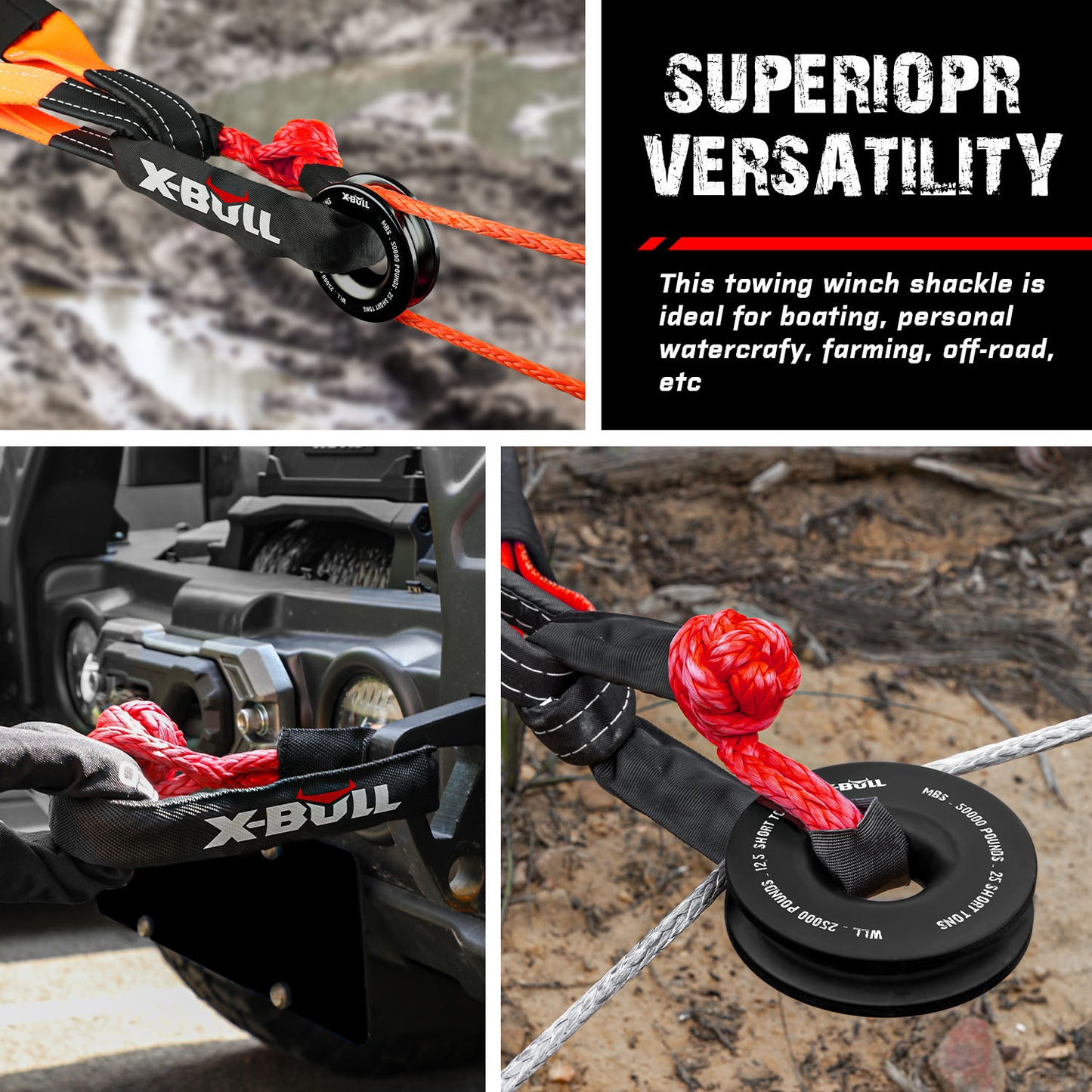 X-BULL Winch Ring + Soft Shackle Kit