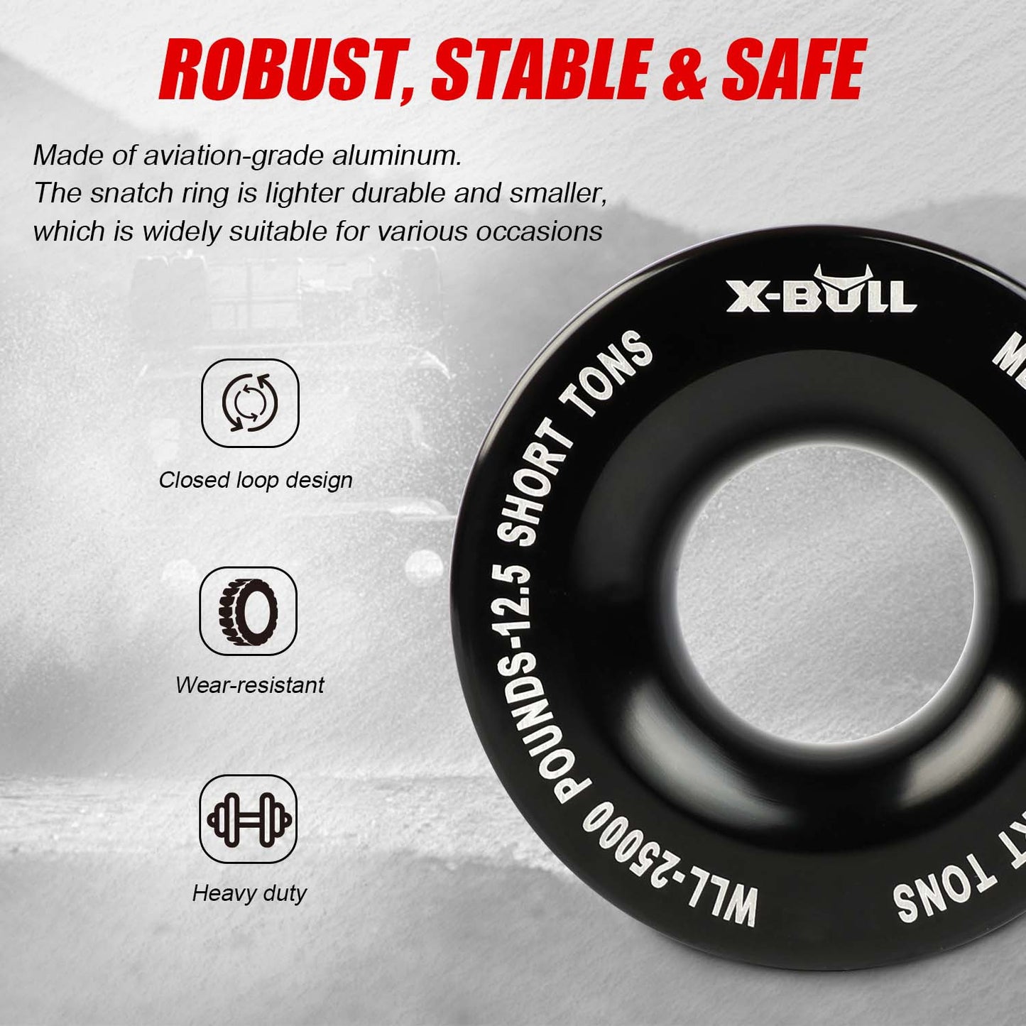 X-BULL Winch Ring & Soft Shackle + Recovery Hitch Receiver