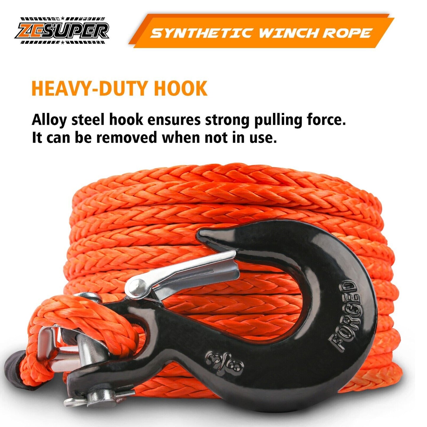 Synthetic Winch Rope 9.5MM X 30M Dyneema with Hook