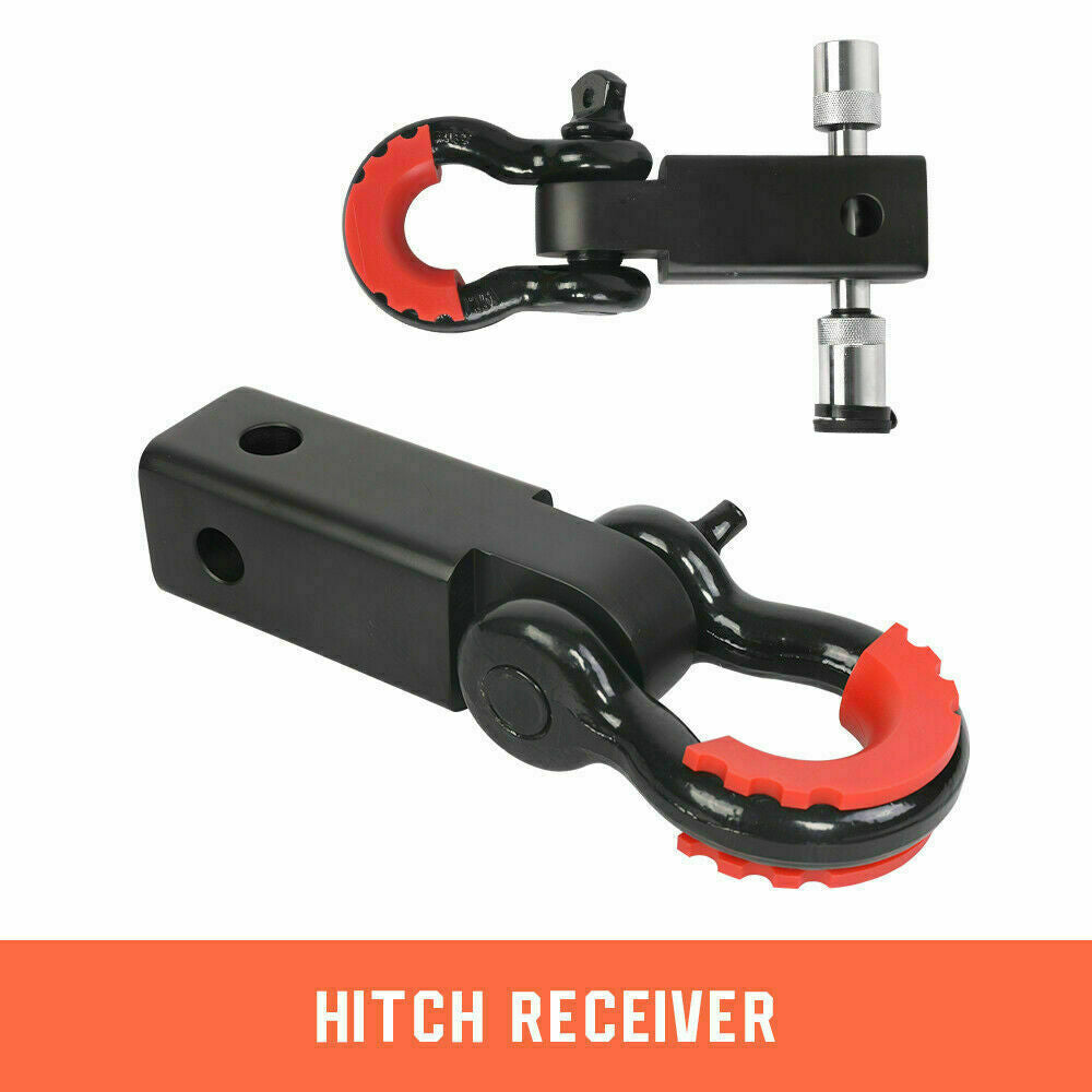 X-BULL Recovery Kit 3 - Tow Strap, D Shackles, Snatch Block, Winch Dampener, Shovel, Tyre Deflator, Hitch Receiver