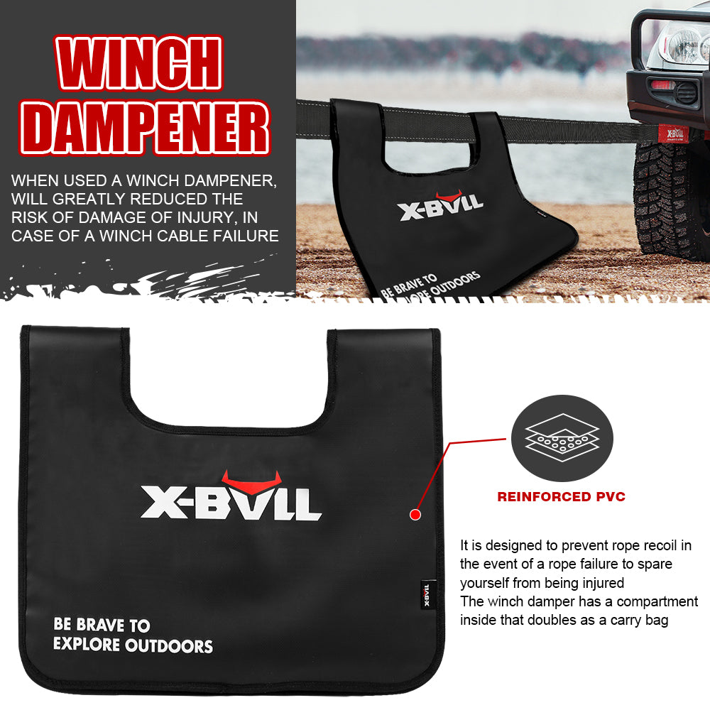 X-BULL Recovery Kit 1 - Kinetic Rope, Snatch Strap, Soft Shackles, Winch Damper, Gloves