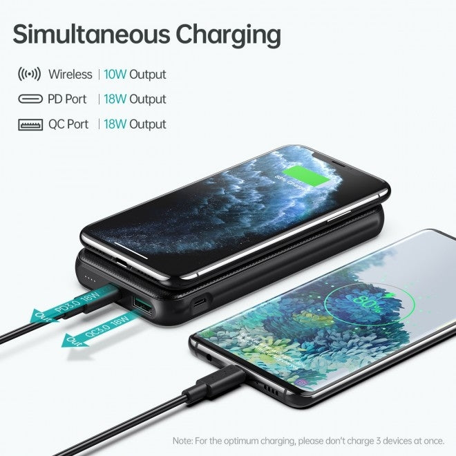10000mAh Wired & Wireless Power Bank