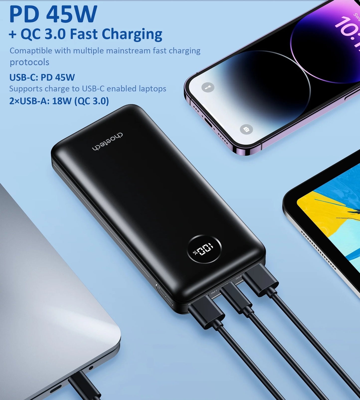 20000mAh Wired Power Bank