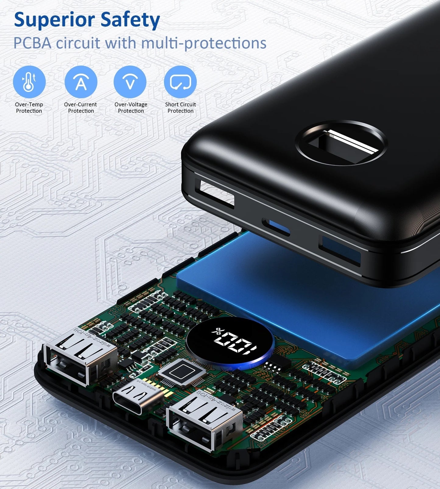 20000mAh Wired Power Bank