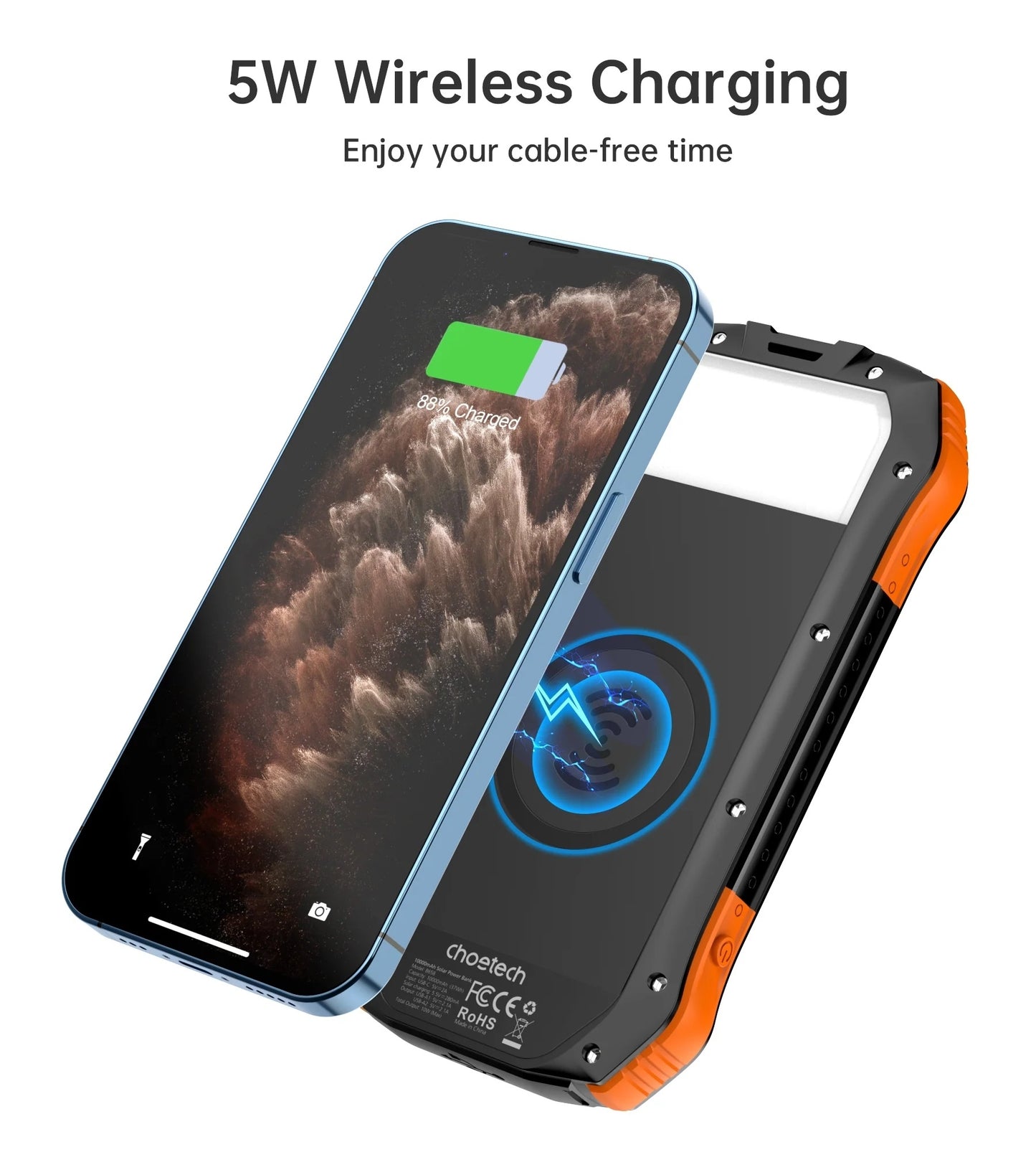 20000mAh Solar Wired & Wireless Power Bank