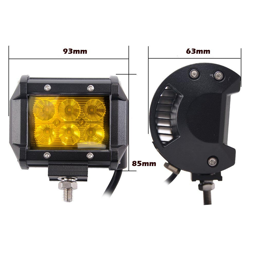 2x 4inch Yellow LED Light Bars