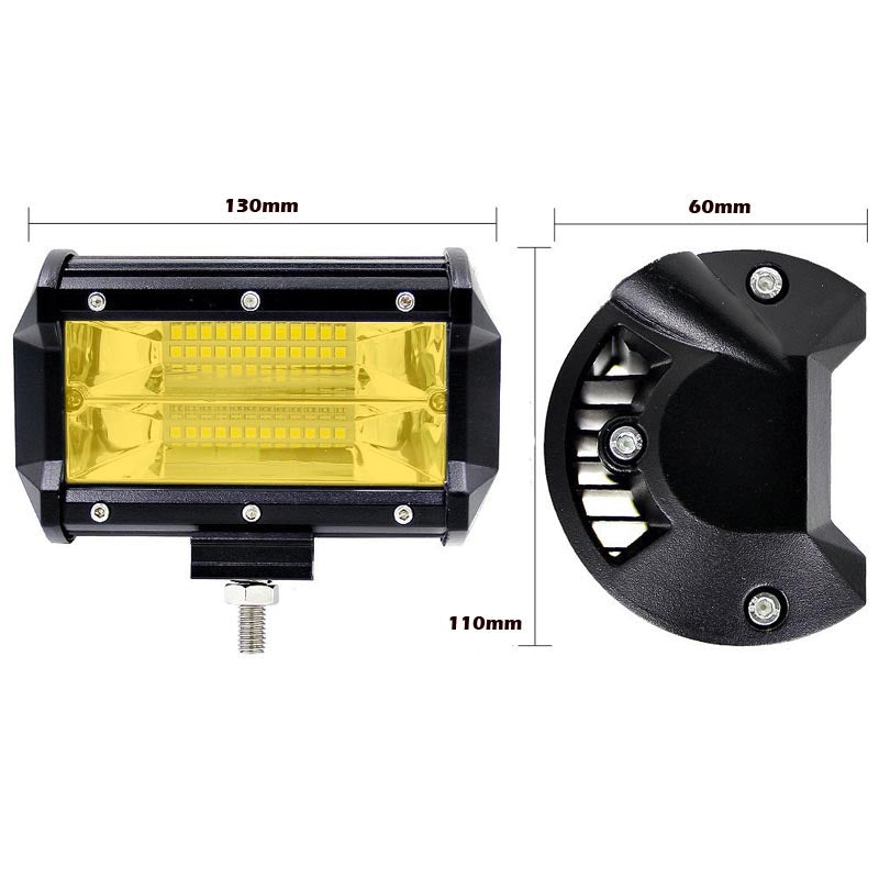 2x 5 inch Yellow LED Work Light Bar