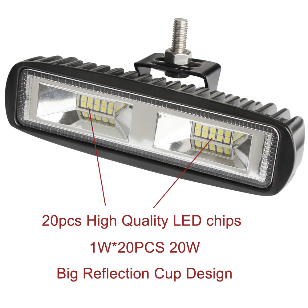 Pair 6inch 20w LED Work Light Bars
