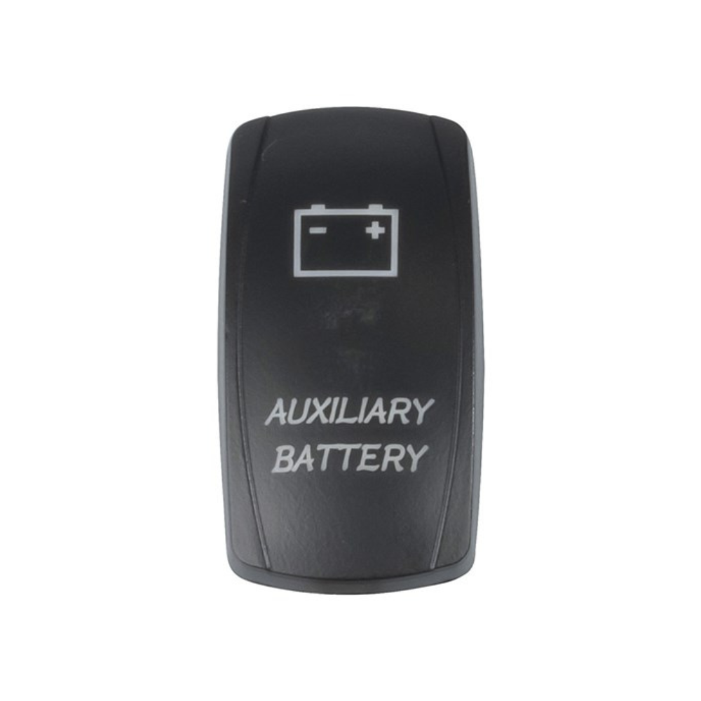 Powertech 'Auxiliary Battery' On/Off Sealed Rocker Switch - Blue
